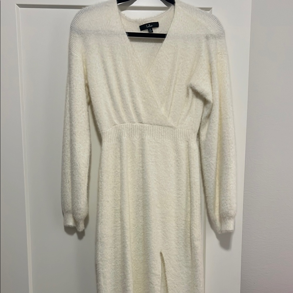 Lulu's White Knit Wrap Dress